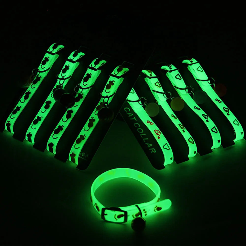 Luminous Silicone Cat Necklace With Bell Collar