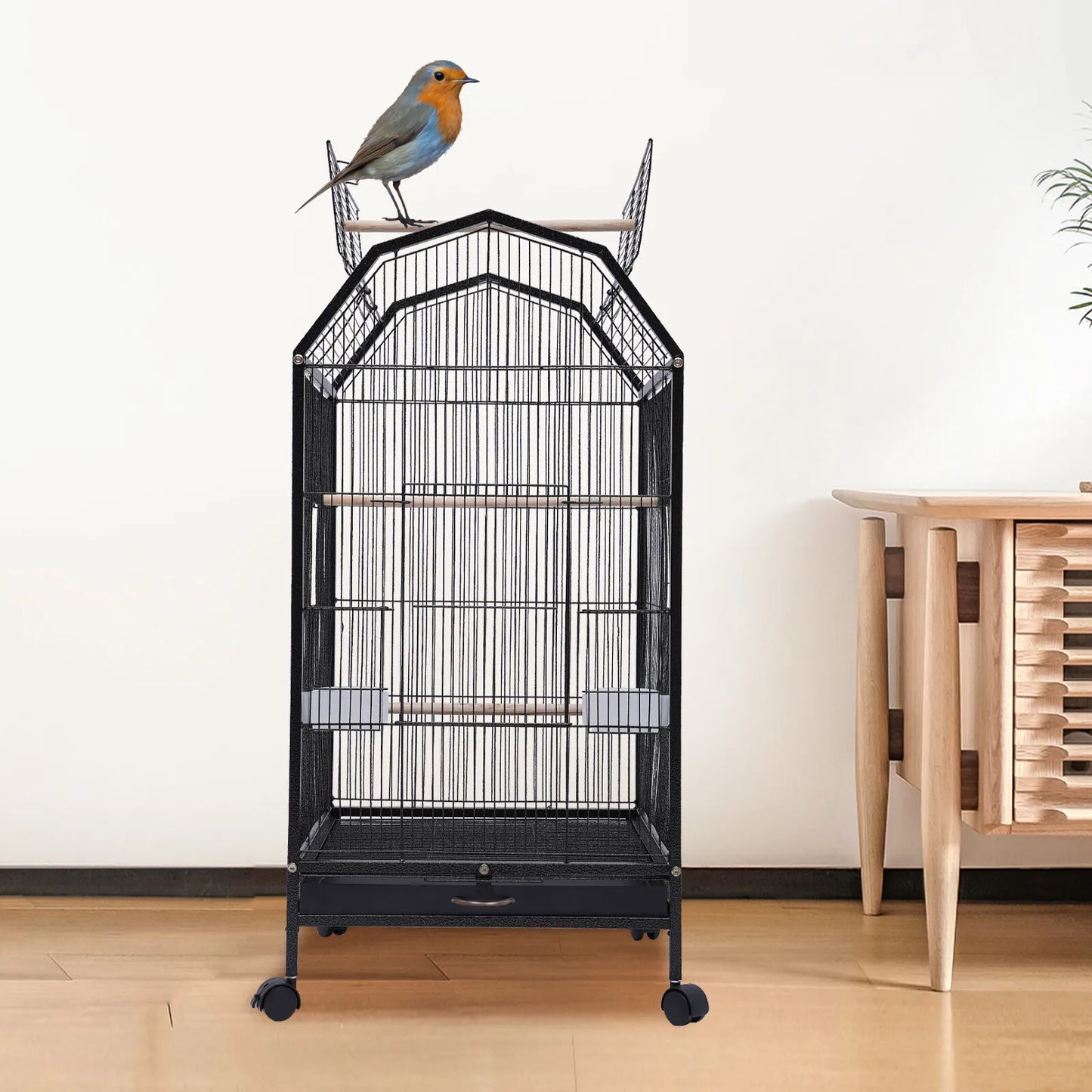 Bird Cage With Rolling Stand For Cockatiel Parakeet Finch Lovebird