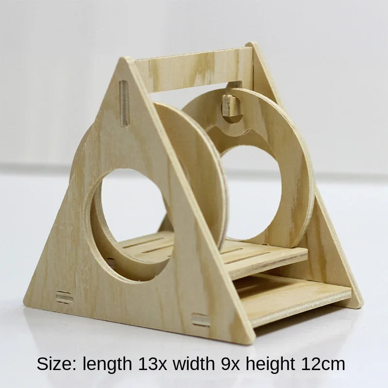 Wooden Hamster Toys Set With Cages Running Wheels Nests