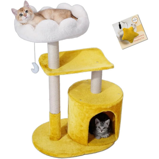 Nbvcx 33 Inch Multi Level Cat Tree With Cozy Padded Bed And Scratching Posts