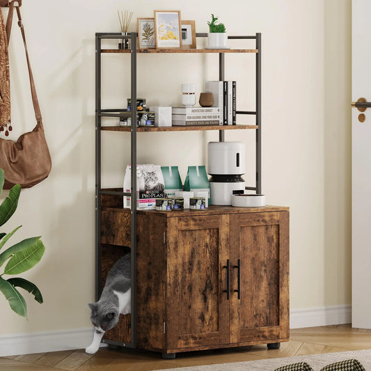 HiMISS Cat Litter Box Enclosure 2 In 1 Odor Control