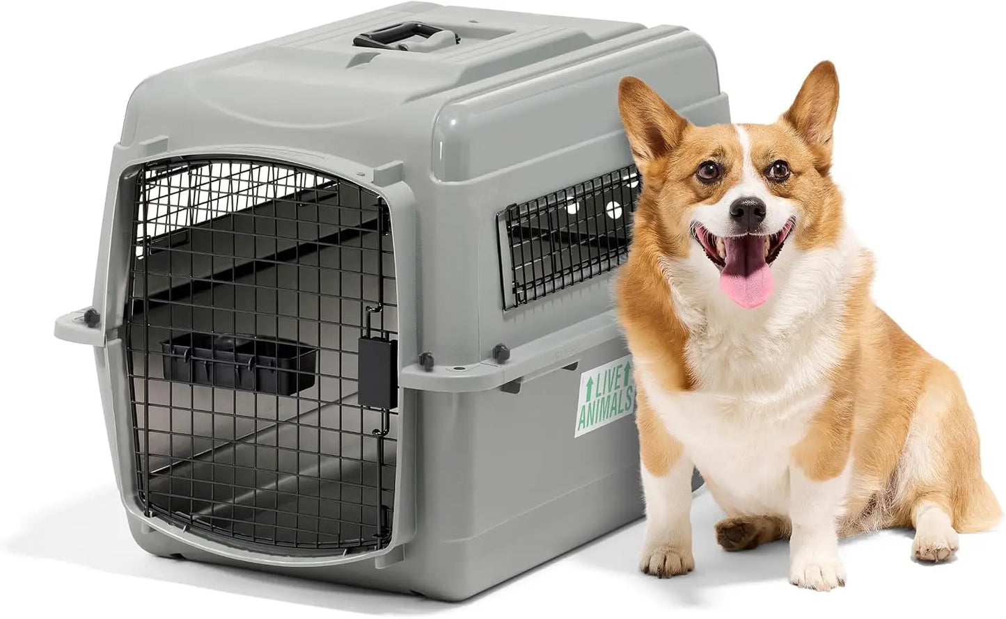 Airline Compliant Dog Crate for Travel, Heavy Duty Kennel for Pets 15-30 lbs with 360 Ventilation and Tie-Down Holes, 28 Inches