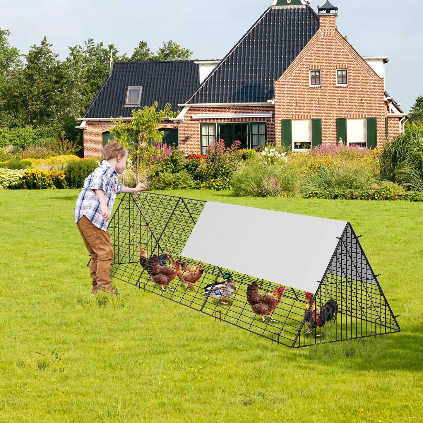 HiMISS Stainless Steel Chicken Tunnel Cage Outdoor Yard