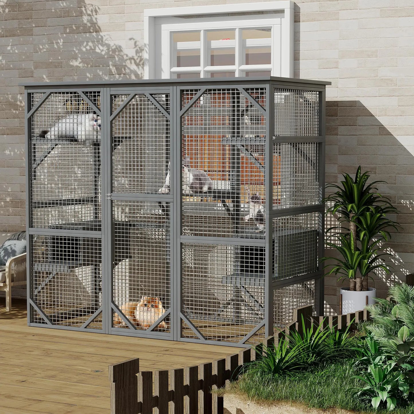 HiMISS Walk In Catio Enclosure With Window And Locking Doors