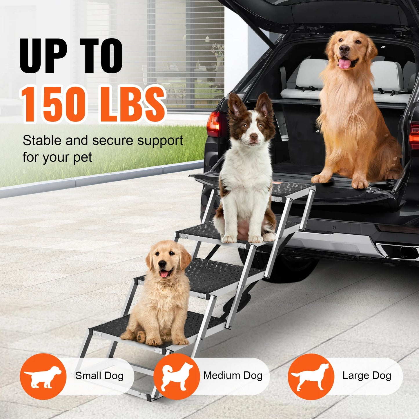 SucceBuy Folding Portable Dog Car Steps Aluminum For Cars