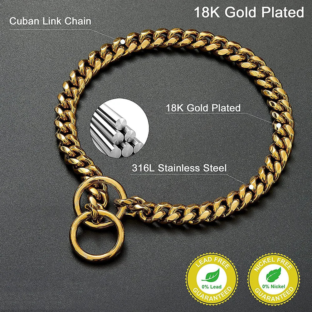 Stainless Steel Cuban Chain Collar for Dogs