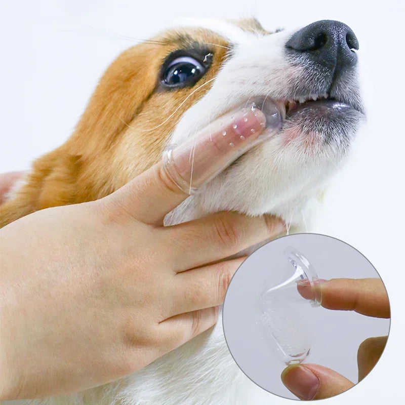 Pet Finger Toothbrush for Dogs and Cats Soft Silicagel Cleaning