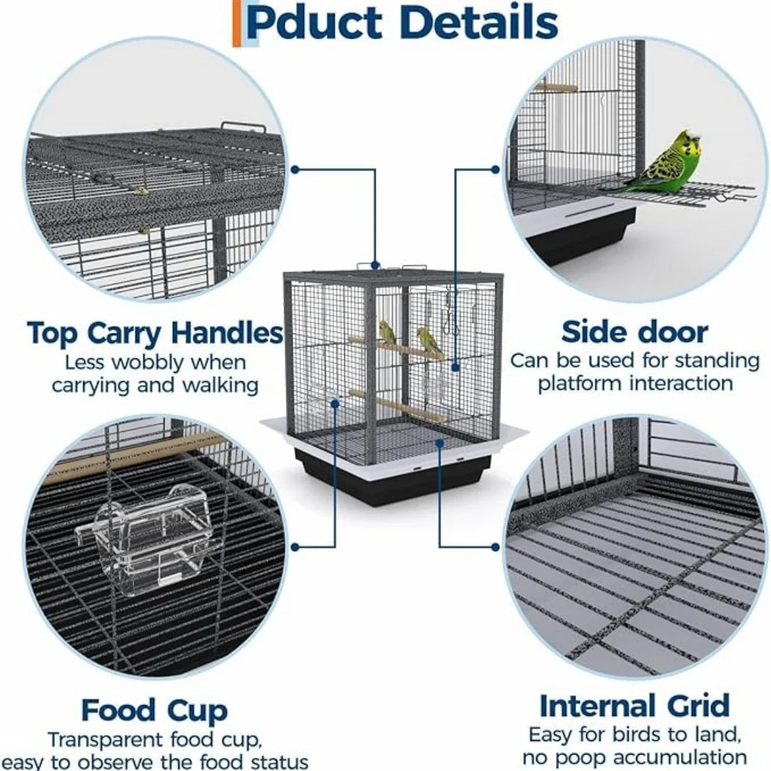 Iron Parrot Cage Luxury Breeding Bird Villa Tiger Skin Peony