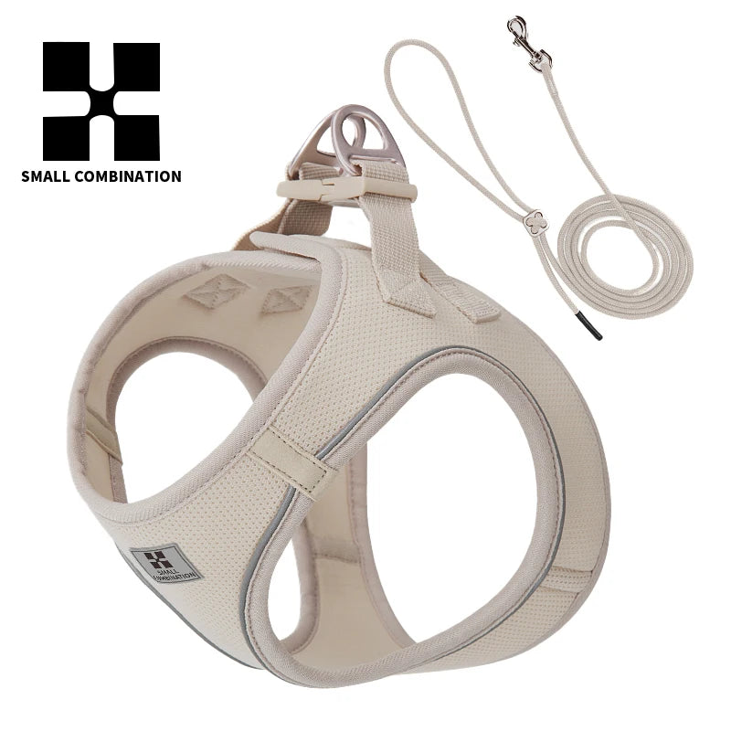 Small Combination Dog Harness Leash Set Reflective Adjustable
