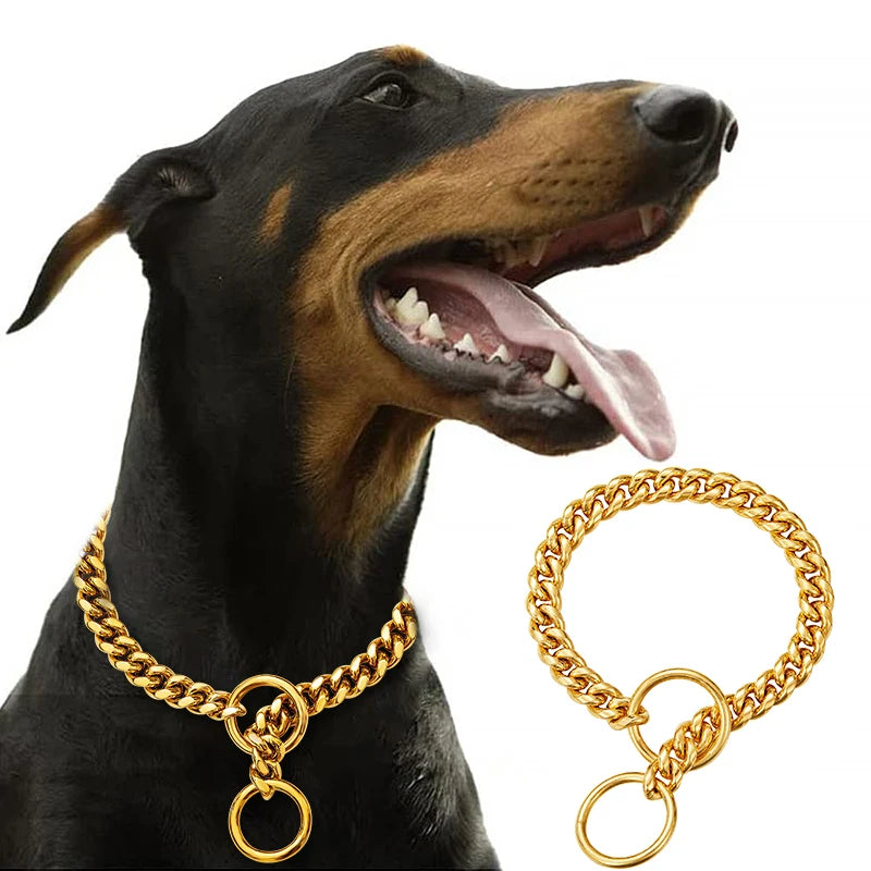 Stainless Steel Cuban Chain Collar for Dogs
