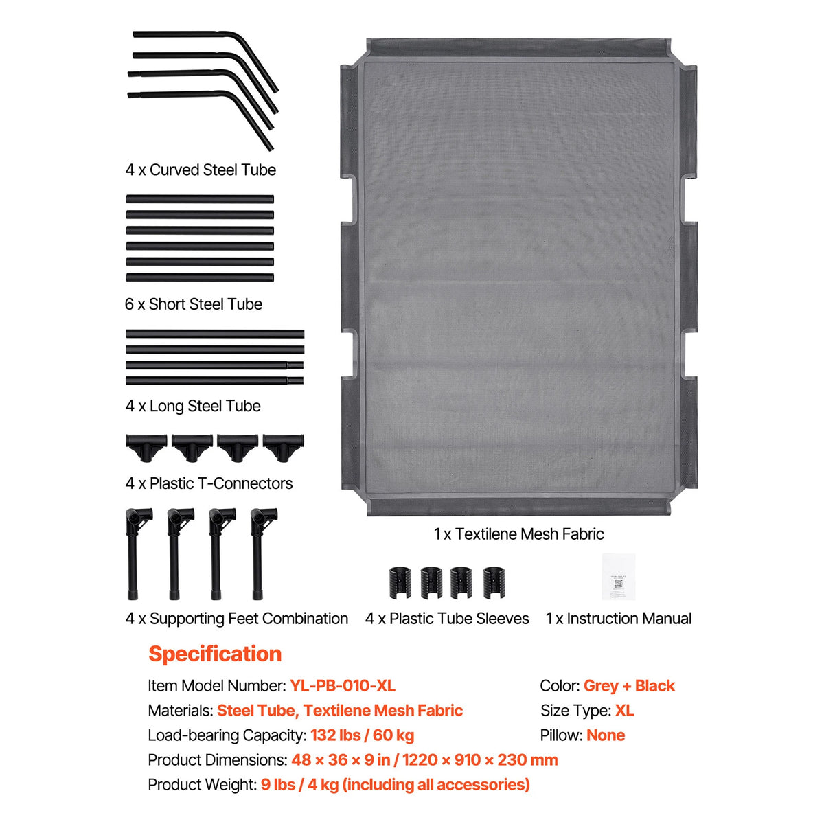 SucceBuy Elevated Dog Bed With Aluminum Frame And Breathable Mesh