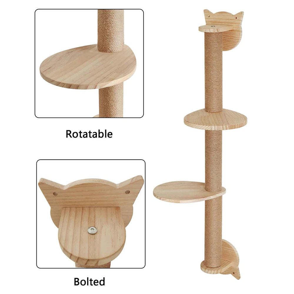 PETRAVEL Cat Tree With Scratching Posts And Hammock Wall Mounted