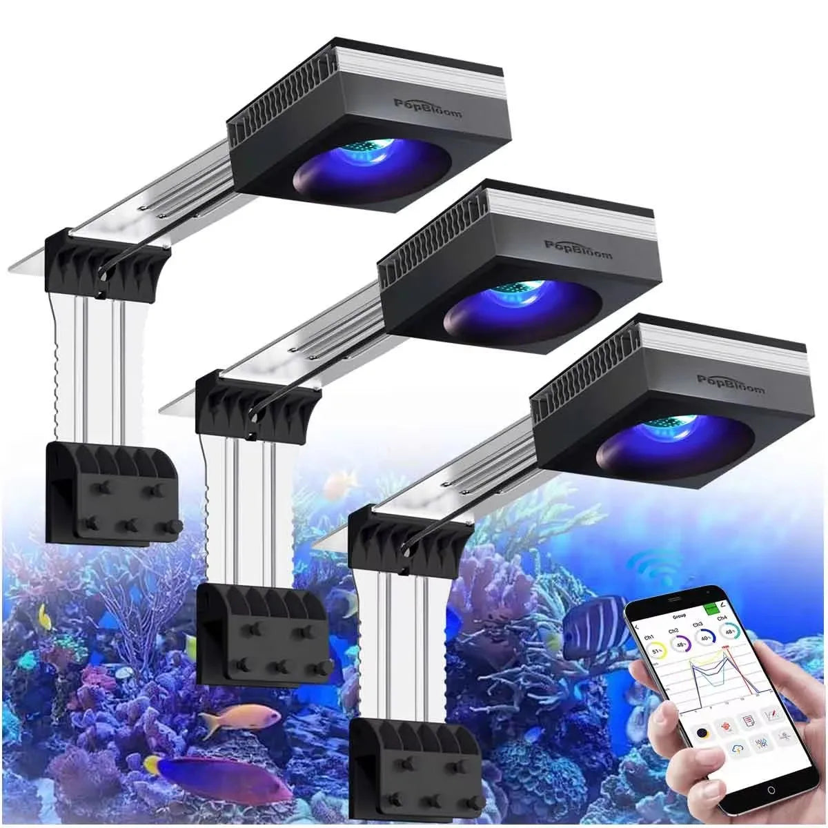 PopBloom RL90 WiFi Reef Aquarium LED Light Full Spectrum