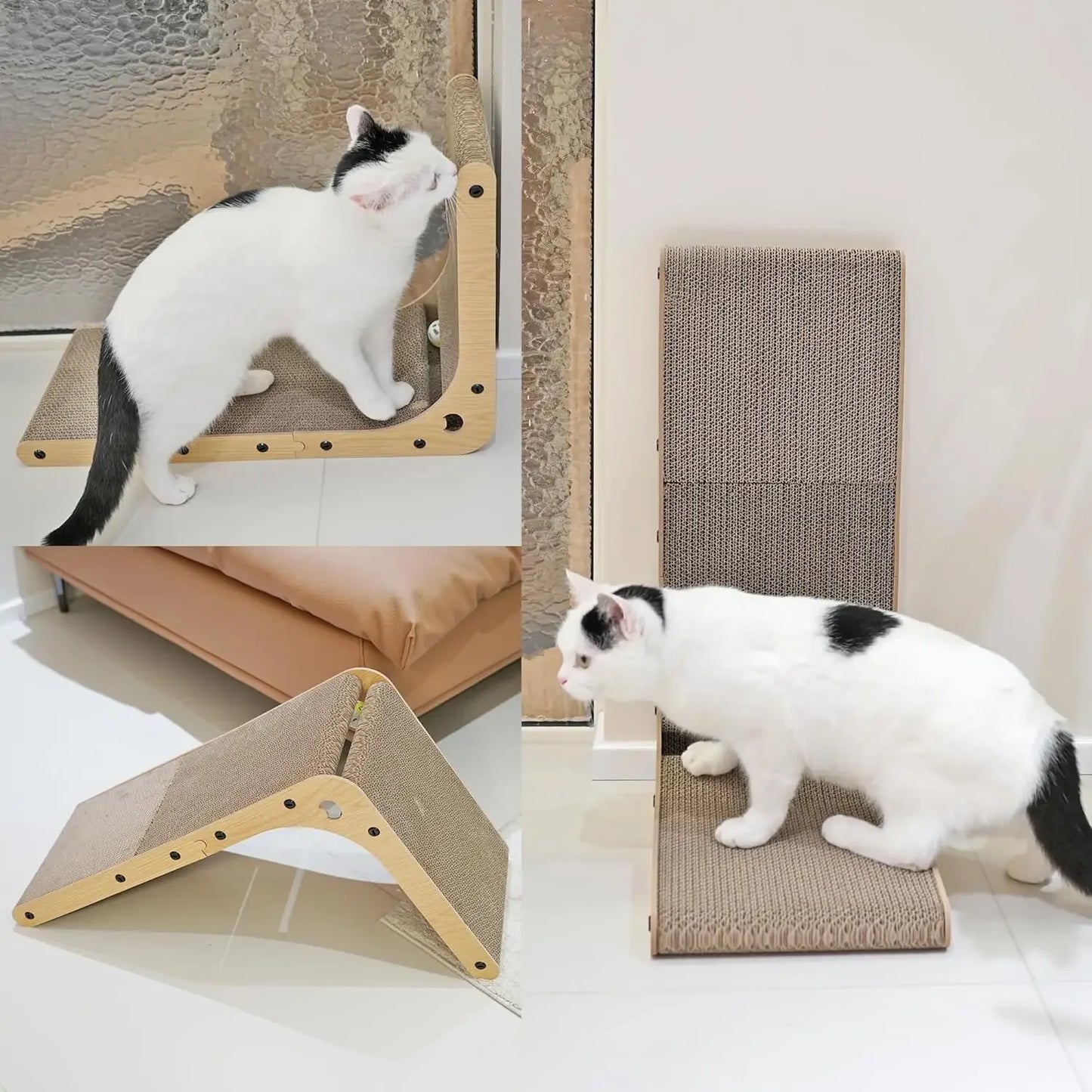 L Shaped Cat Scratching Post Indoor Safe Cardboard Pad