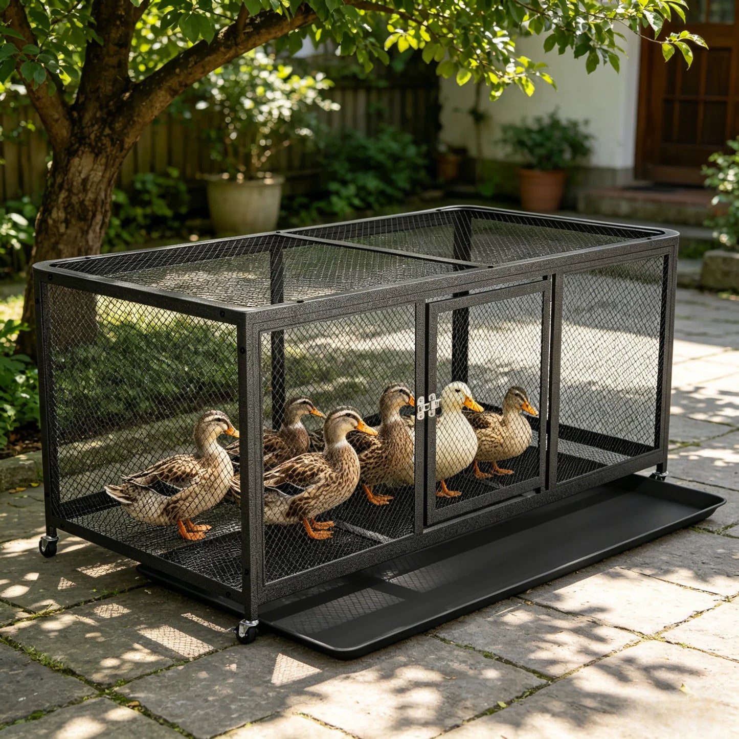 BINGOPAW Outdoor Heavy Duty Metal Chicken Coop Walk In Pen