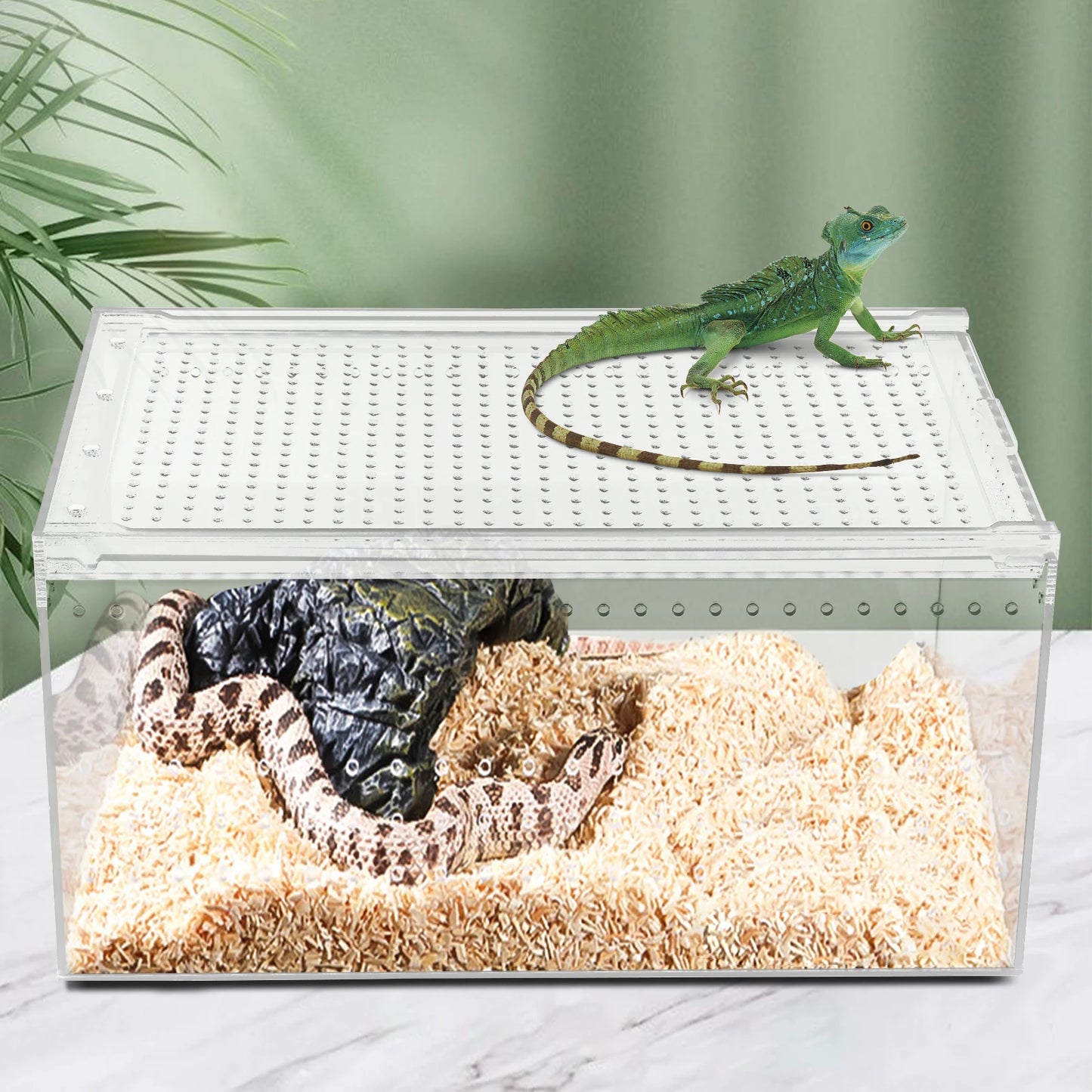 Bymaocar Acrylic Reptile Terrarium Stackable with Magnetic Lock Ventilation
