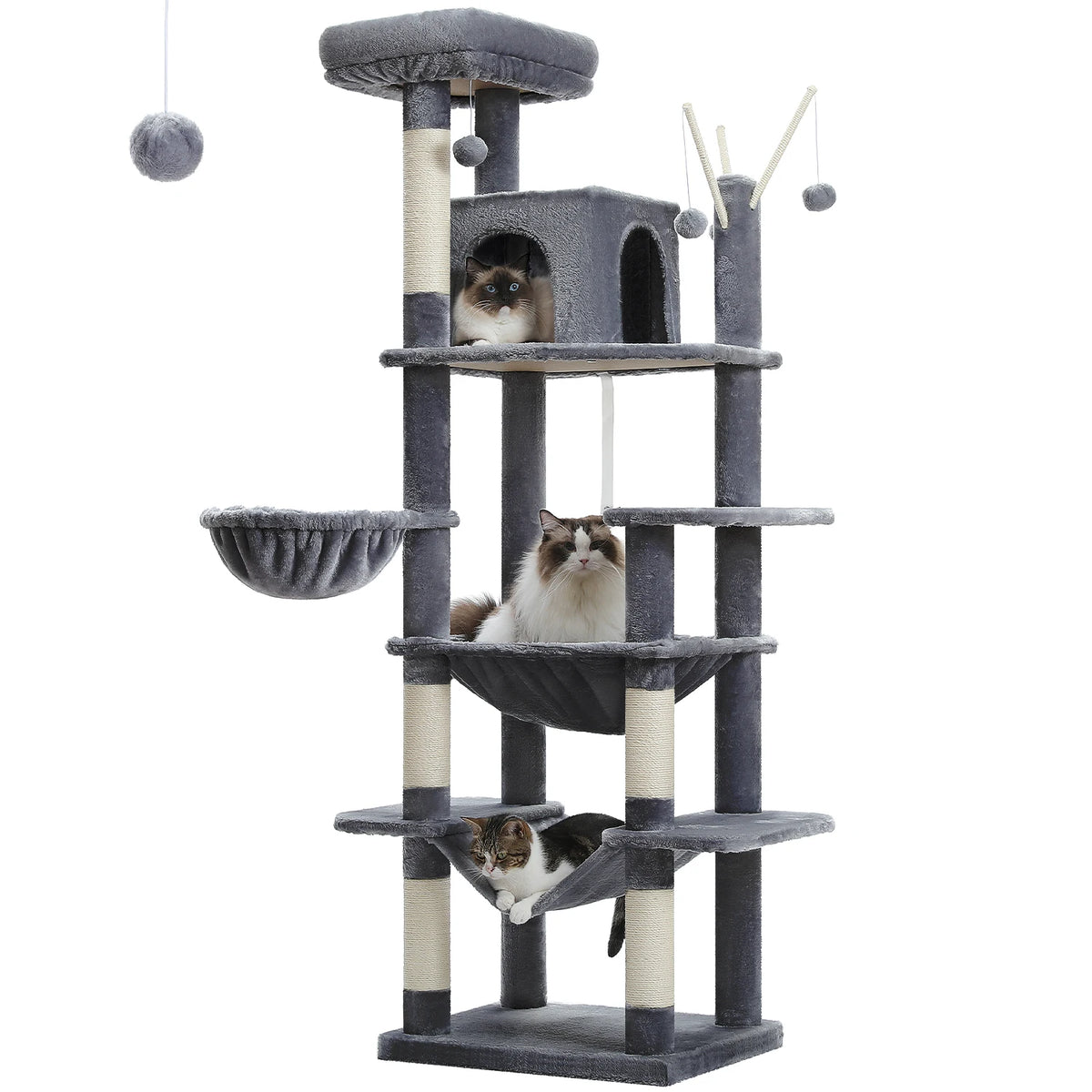 Pawz Road Large Multi-Level Plush Cat Tree With Scratching Posts
