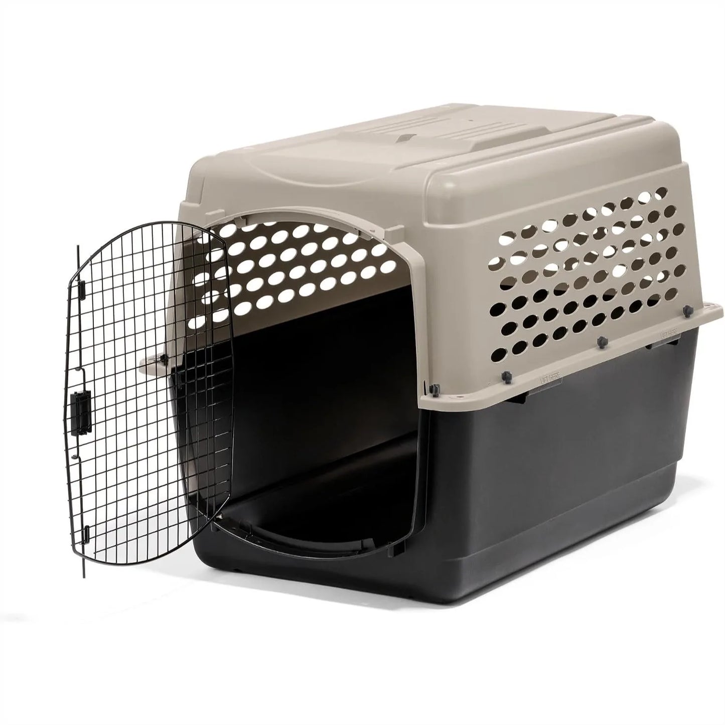 Petmate Vari Dog Kennel for Large Dogs 70-90 lbs, Airline-Friendly Plastic Crate with Wire Door, 40 Inch Taupe Black