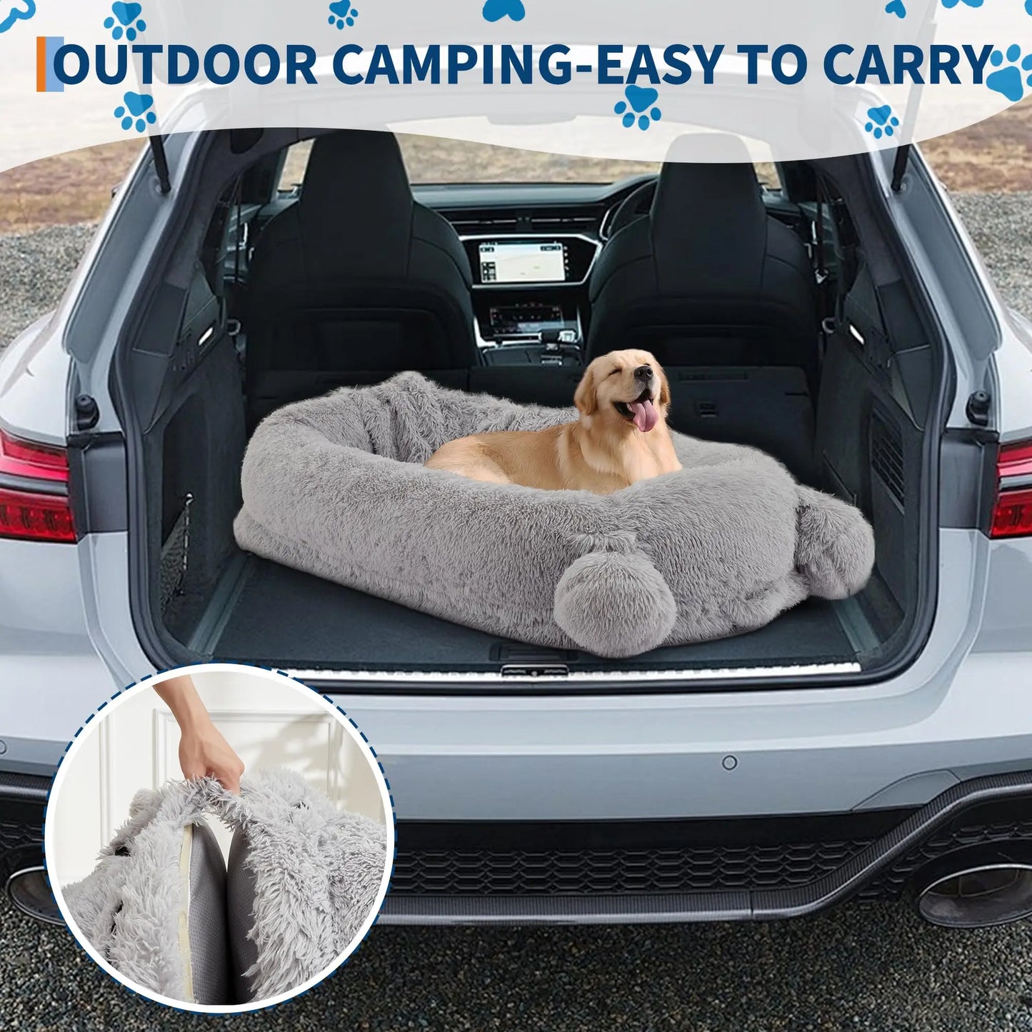 HiMISS Dog Bed With Removable Cover Blanket And Storage Pockets