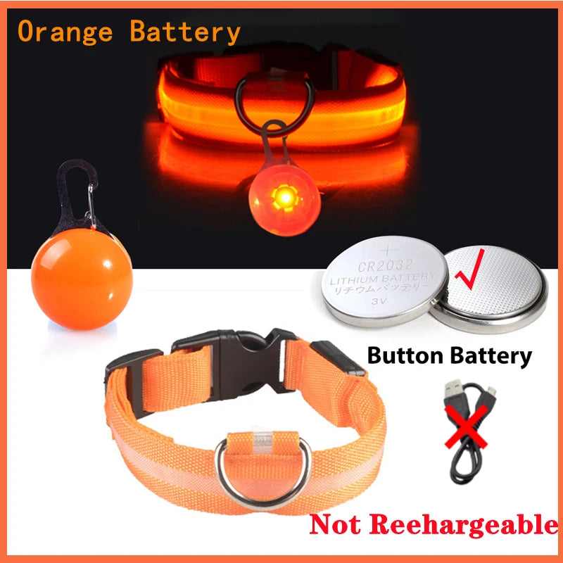 USB Charging Glowing Dog Collar With Pendant Detachable LED Light