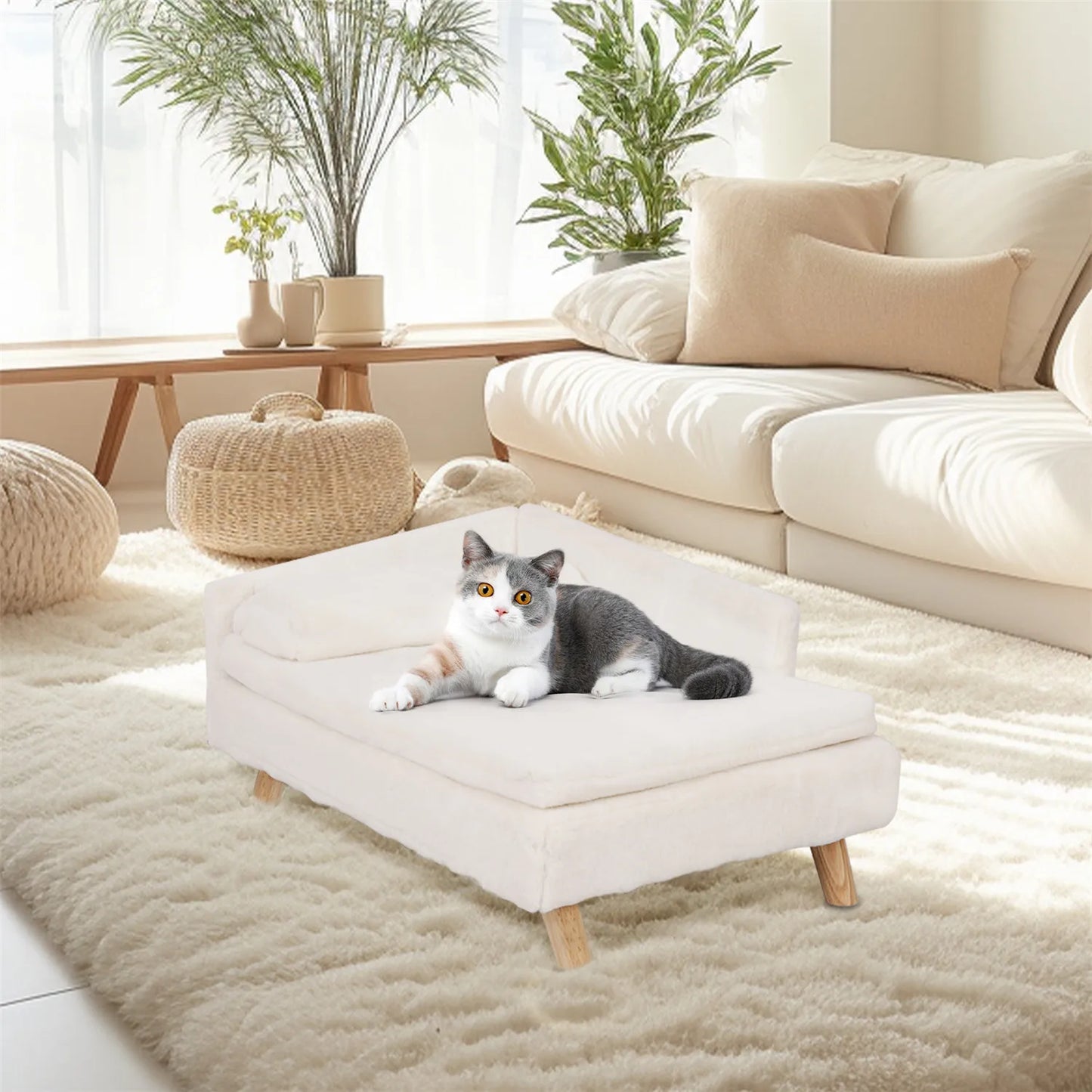 BINGOPAW Waterproof Pet Sofa Bed Lounger Raised Chair Plush Cover