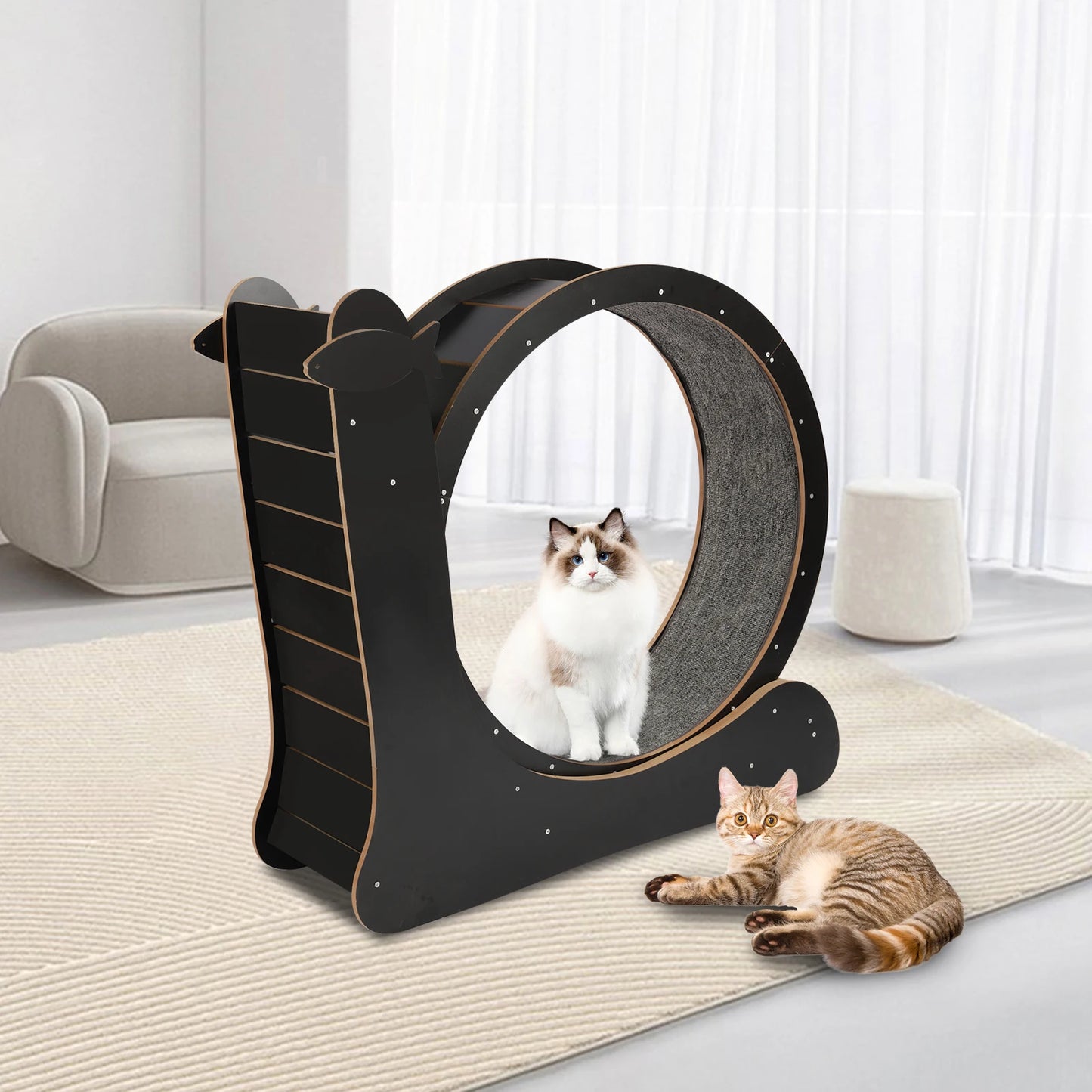 Cat Exercise Wheel Treadmill With Carpeted Runway For Fitness