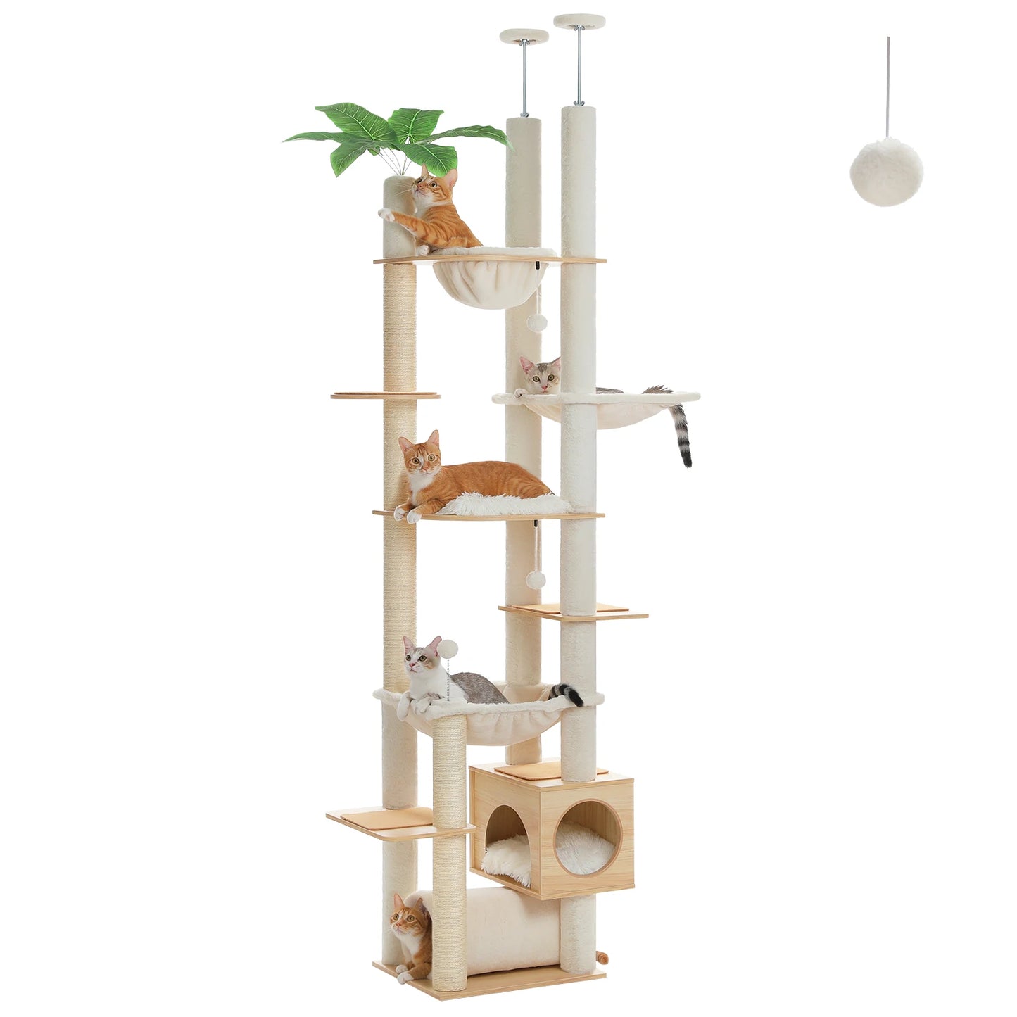 PAWZ Road Wooden Cat Tree With Large Hammock And Scratching Posts