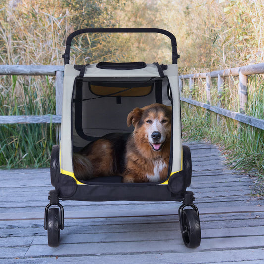 Portable Dog Stroller 4 Wheel Foldable Carrier For Large Dogs