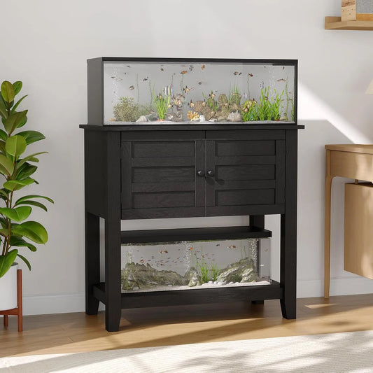HiMISS Aquarium Stand Dual Tier With Charging Station Anti-Tipping
