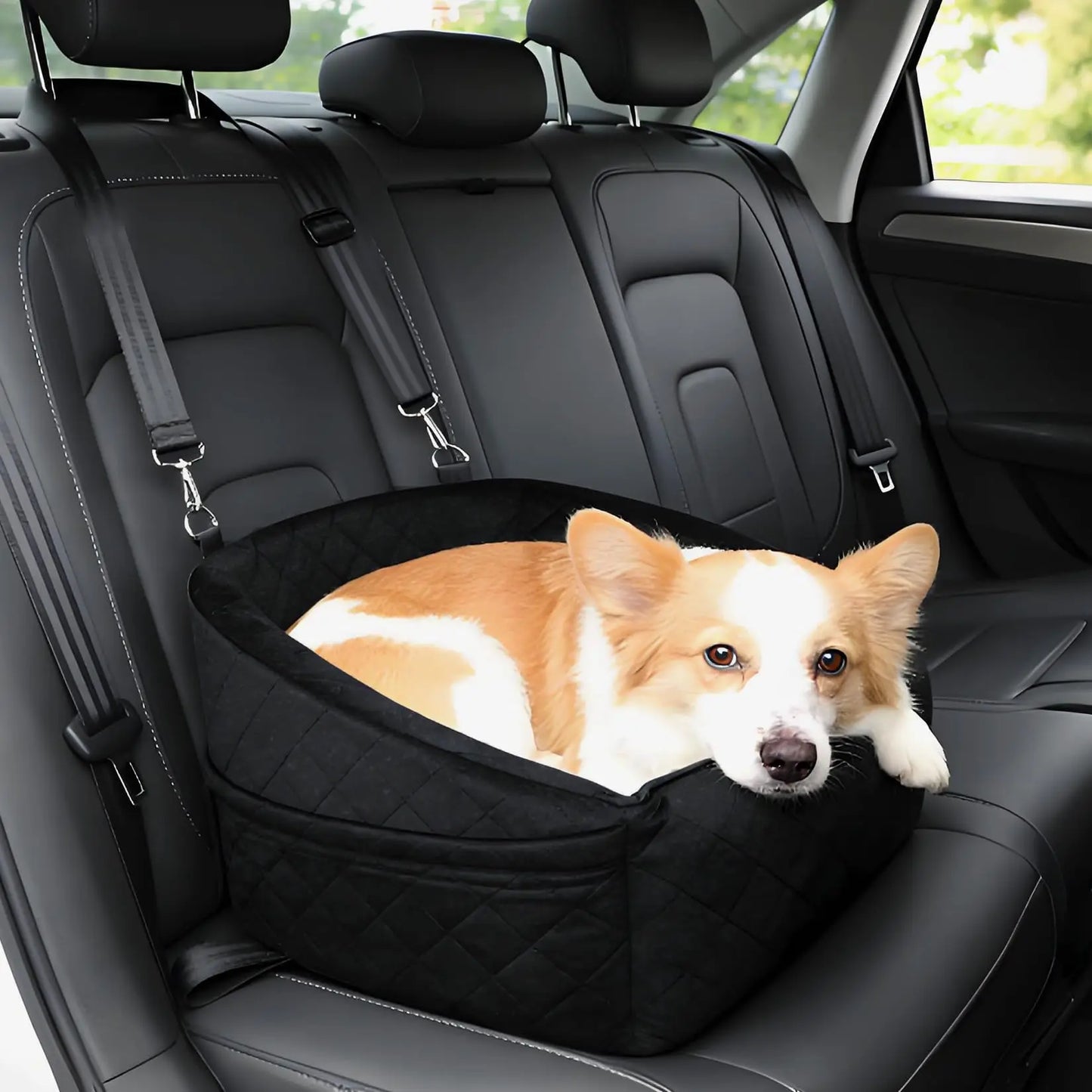 HiMISS Dog Booster Car Seat With Detachable Washable Bed And Safety Belt