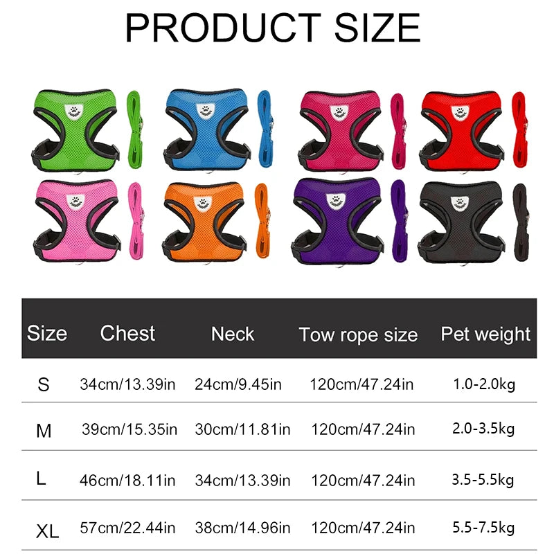 Mesh Vest Harness Adjustable Breathable Reflective Small Dog Cat Safe Polyester Summer Outdoor