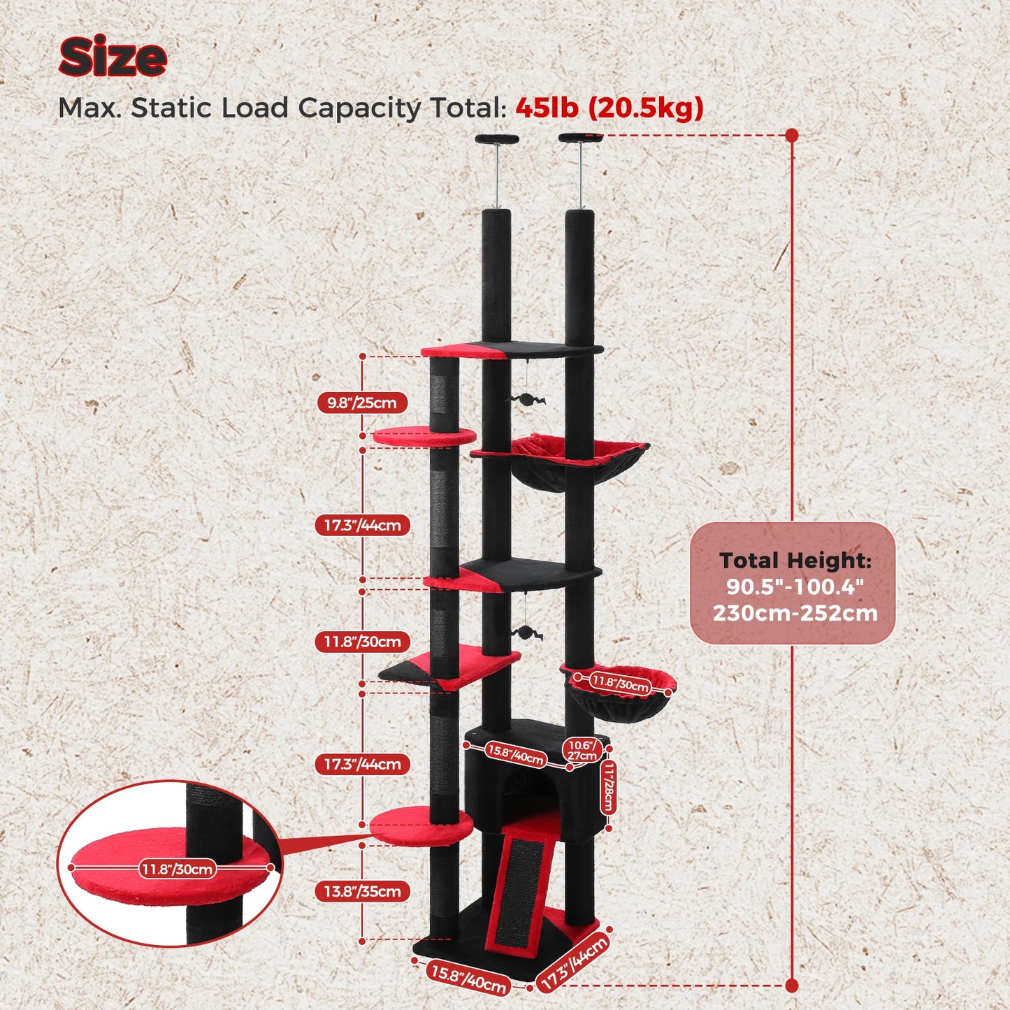PAWZ Road Floor To Ceiling Cat Tree With Scratching Posts