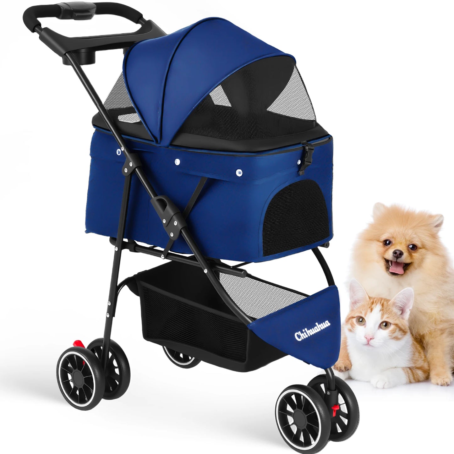 Chihuahua Portable Foldable Pet Stroller Travel Carrier With Canopy