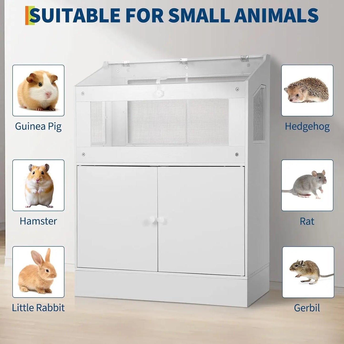 HiMISS Acrylic Cage With Storage Cabinet Pet Habitat