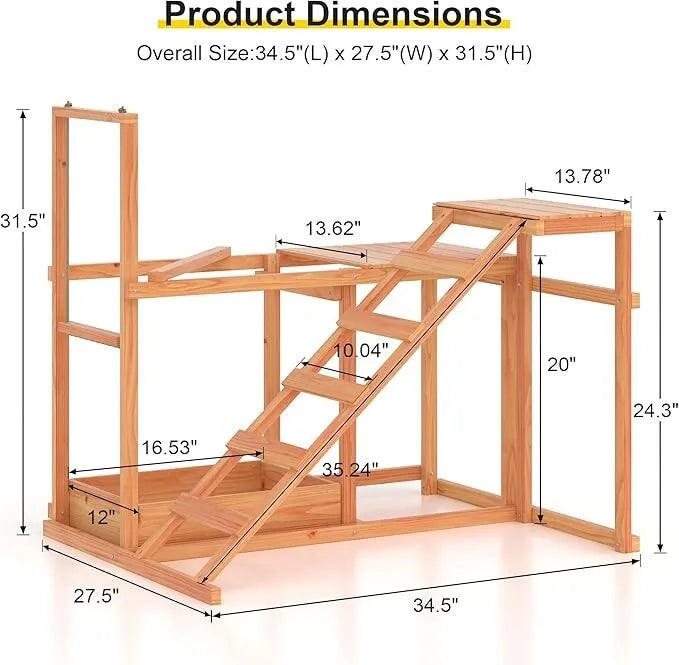 Wooden Chicken Roost Activity Play Multiple Chicken Coop Perches with Swing Toy
