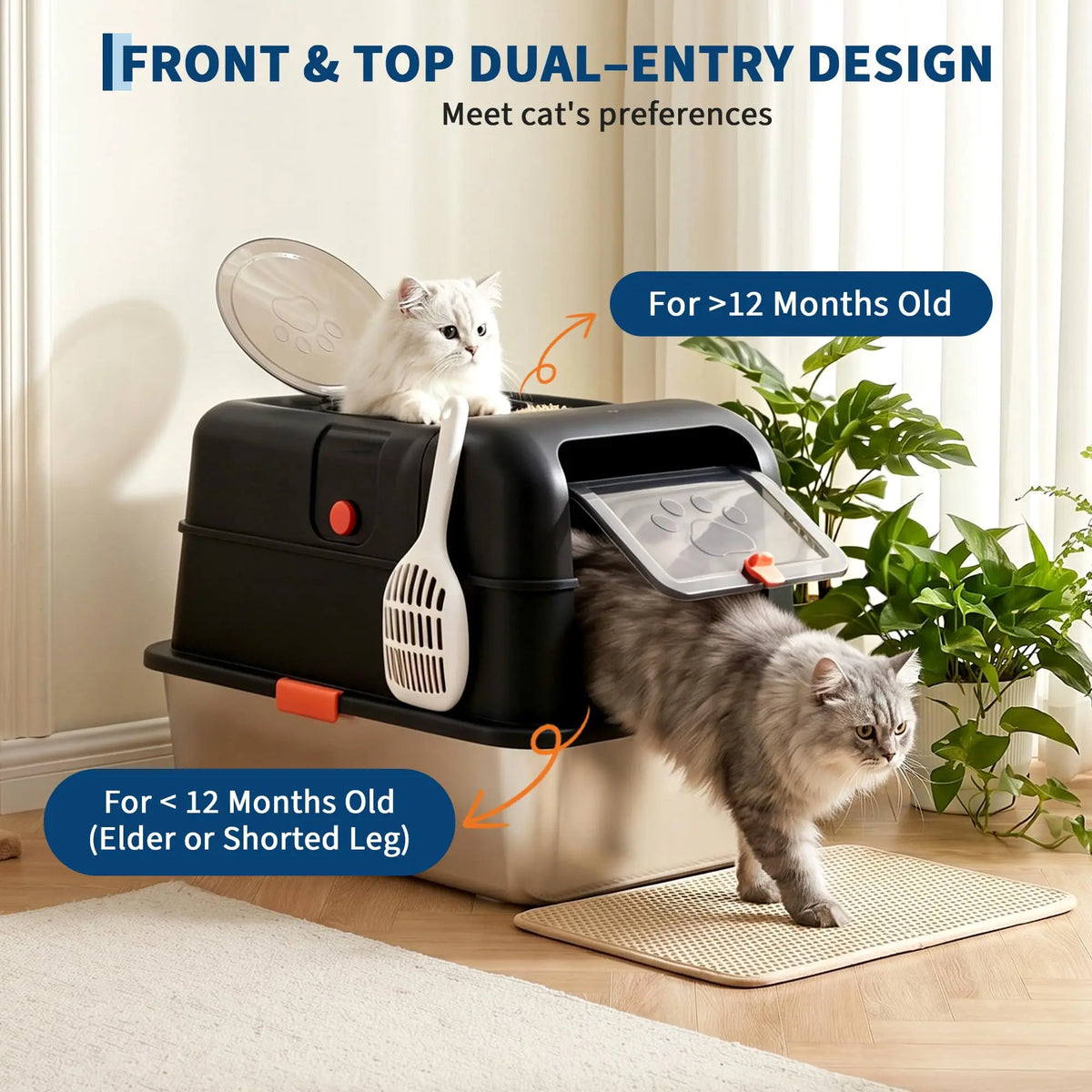 Studyset Stainless Steel Enclosed Litter Box With Lid And Scoop