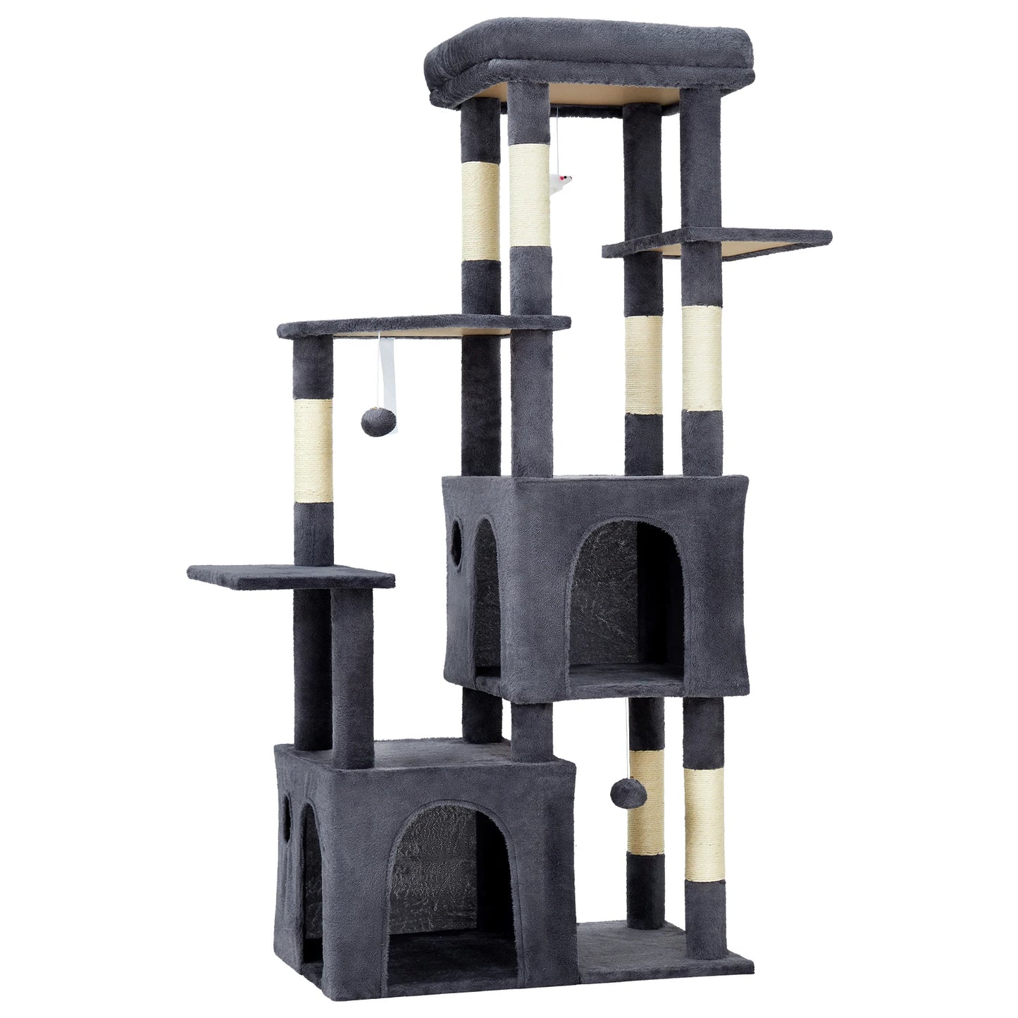 HiMISS Cat Tree Tower For Large Cats Maine Coon With Perch And Condos
