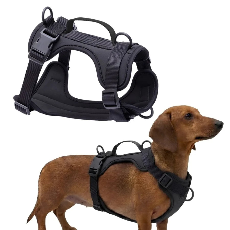 Adjustable Dog Harness with Lift Handle, Soft PVC Breathable Pet Vest S, Black