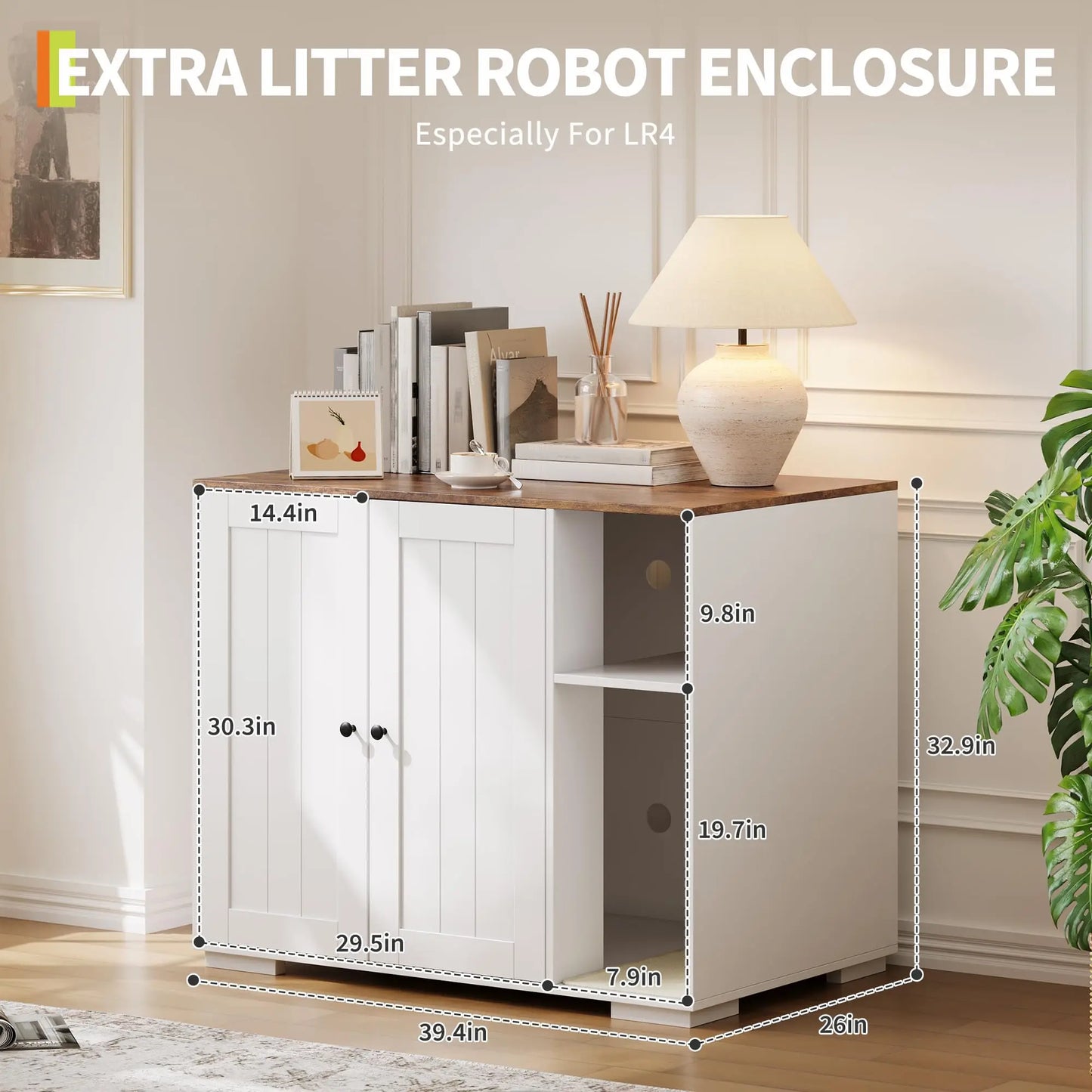 HiMISS Cat Litter Enclosure for Litter Robot 3/4 Power Outlet