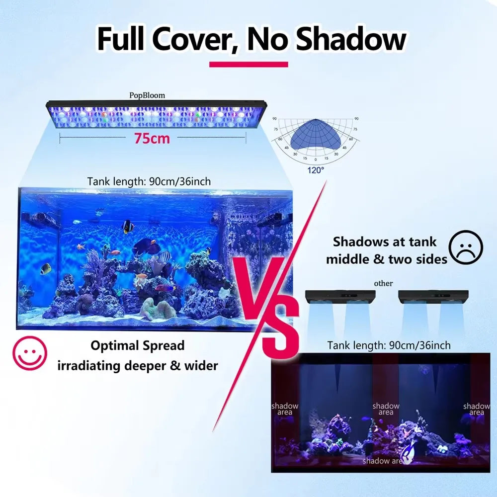 PopBloom Hertz H75 WiFi Dimmable LED Aquarium Light Smart App