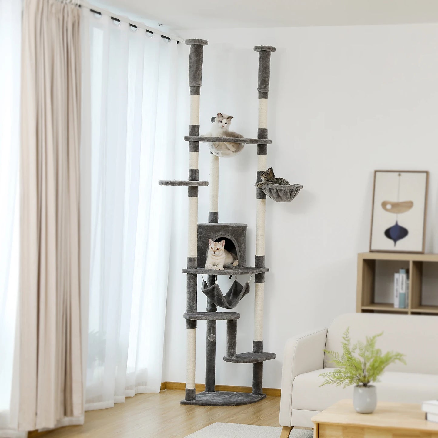 PAWZ Road Floor To Ceiling Cat Tree With Scratching Posts