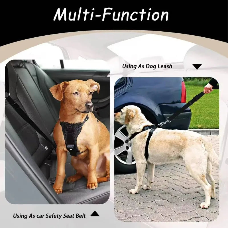 Solid Color Pet Car Seat Belt Nylon Lead Leash Backseat Safety Belt Adjustable Dogs Harness Collar Pet Accessories dog accessories waterproof leash ハーネス&リードセット dog collar