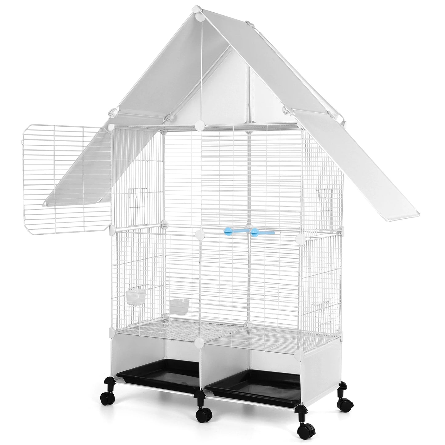 Shunmaii Large Bird Cage With Lock Rolling Stand Bird Villa