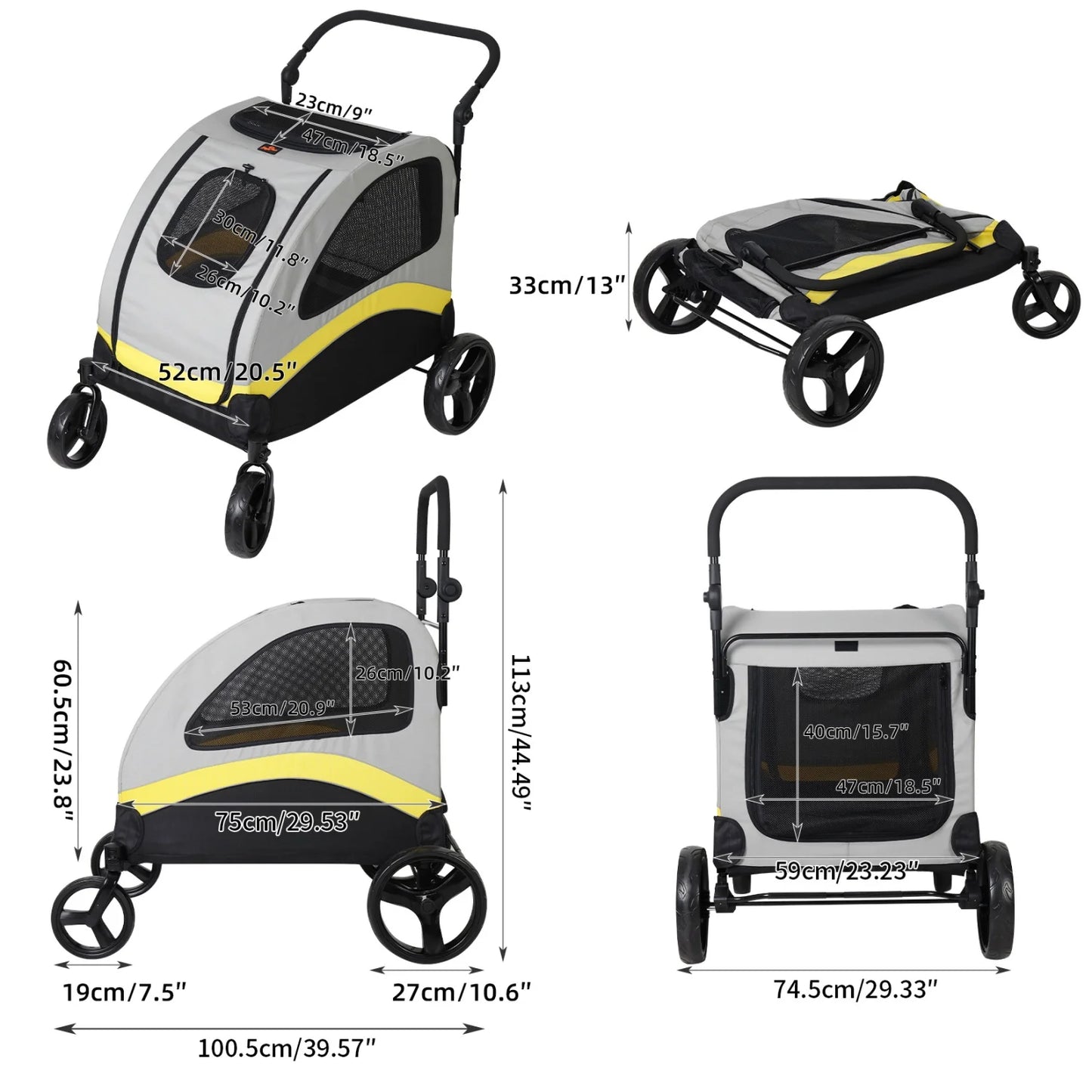 Pet Stroller For Two Dogs Folding Jogger Wagon With Divider
