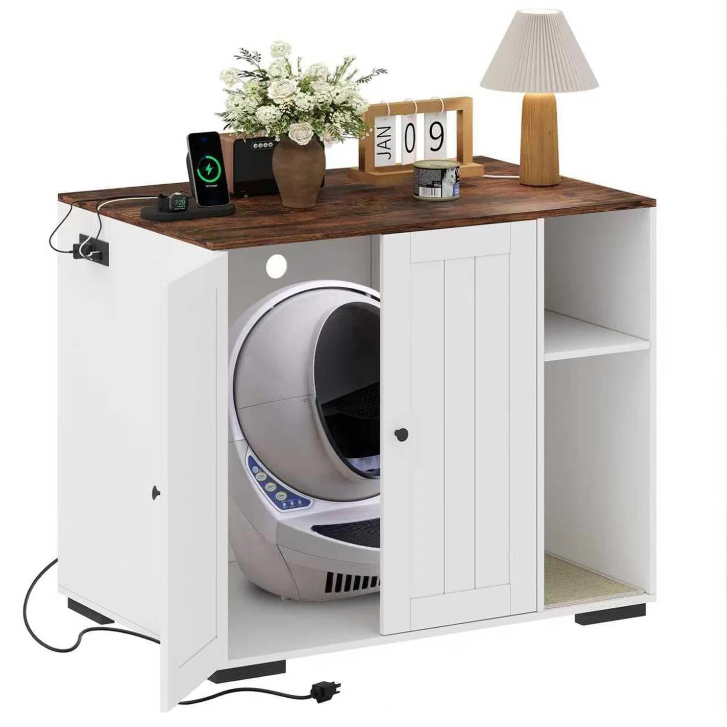 HiMISS Cat Litter Enclosure for Litter Robot 3/4 Power Outlet