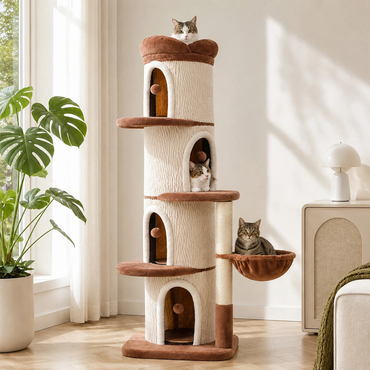 P Premium Cat Tree Tower With Four Condos And Scratcher
