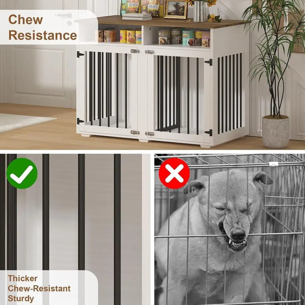 41" Dog Crate urniture with Removable Divider, Decorative Dog Kennel urniture with Storage Comparent, Heavy-Duty Indoor Dog Crat