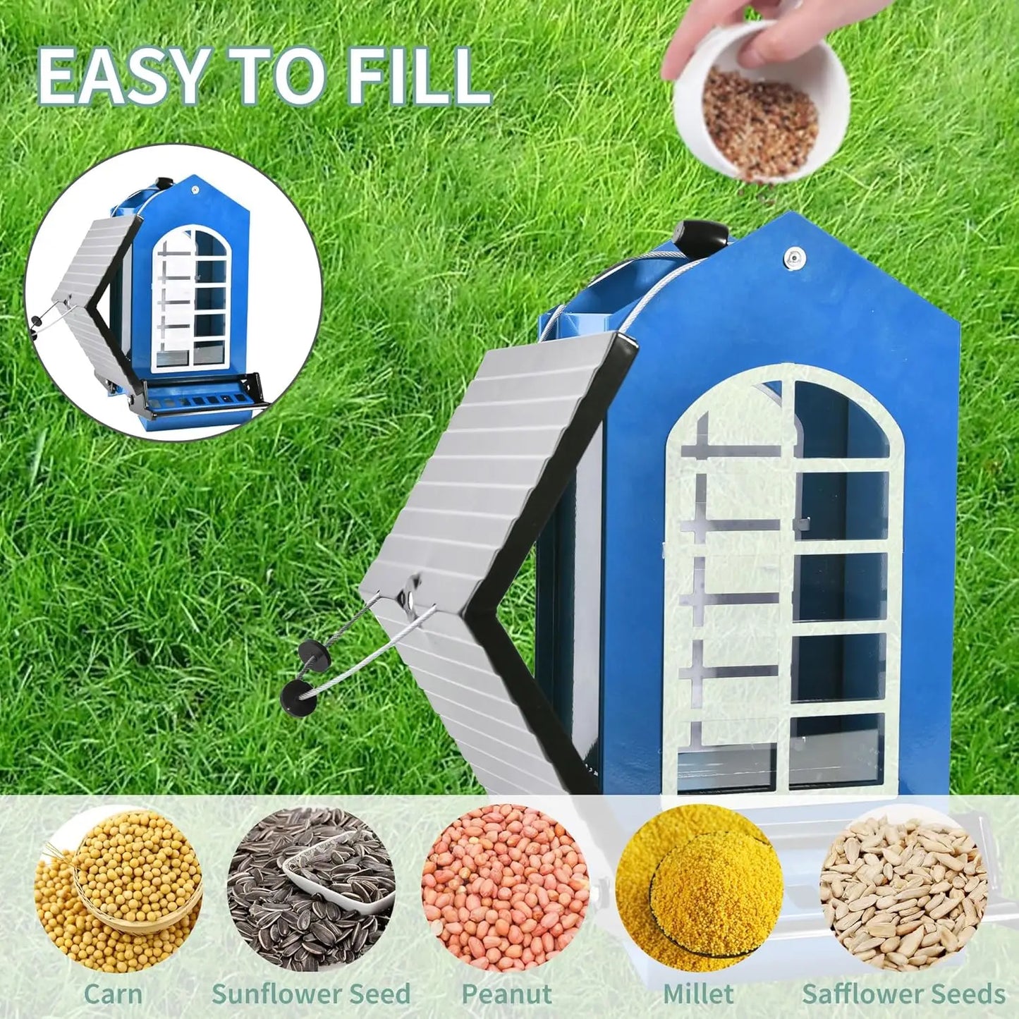 Squirrel Proof Metal Hanging Bird Feeder With Weight-Activated Perches