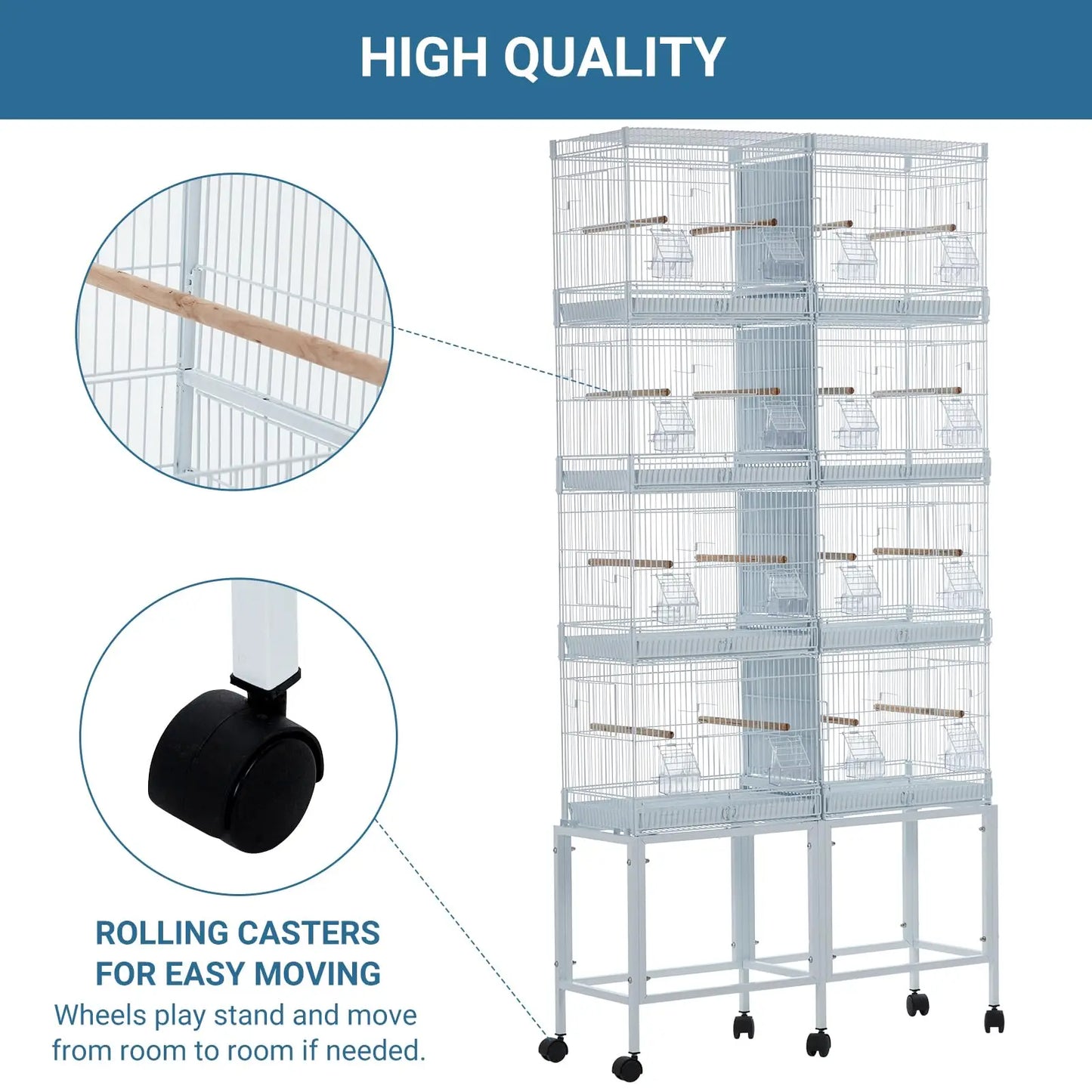HiMISS Extra Large Metal Bird Cage 4 Tier Parrot Cage Mid Sized Birds
