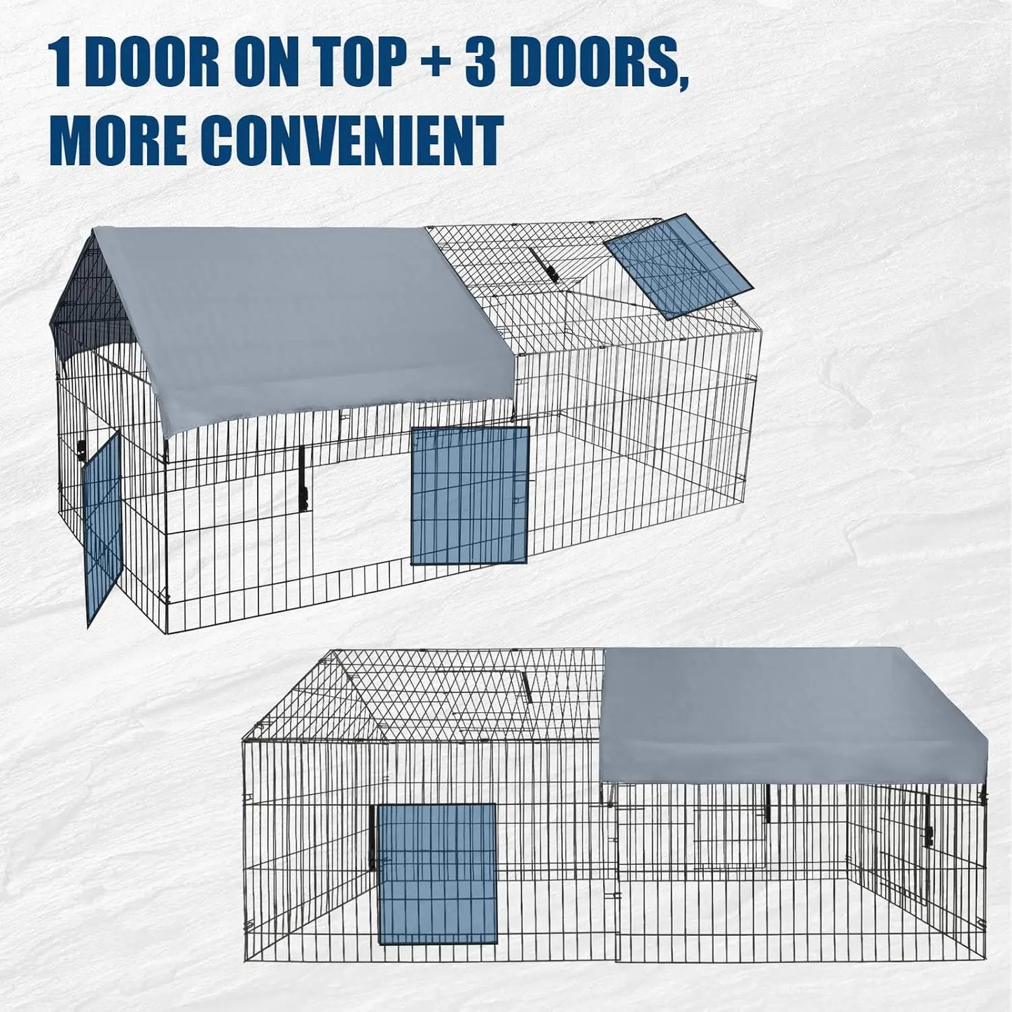 HiMISS Metal Chicken Cage Outdoor Run With Weatherproof Cover